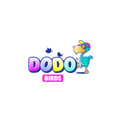 cool dodo bird logo design. Vector illustration of dodo bird wearing a hat and sunglasses. modern logo design vector icon template © ammera