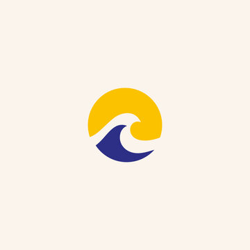 wave logo design. Vector illustration of wave with a circle. modern logo design vector icon template