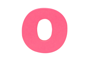 English alphabet letter uppercase "O" Isolated on cutout PNG. Wooden jigsaw pink tangram puzzle as shape "O". English. it is universal language used in learning education for children.	