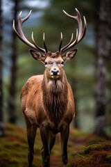 Naklejka na ściany i meble Close up of red deer stag.