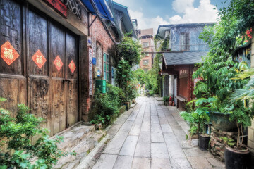 Fototapeta na wymiar Guangzhou city, Guangdong province, China. Xiaozhou Village is an ancient and well-preserved waterside village in Lingnan style. The village dates back to the Yuan Dynasty (1271-1368).