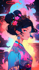 Hand-drawn cartoon animation of beautiful Chinese costume girl illustration
 - obrazy, fototapety, plakaty