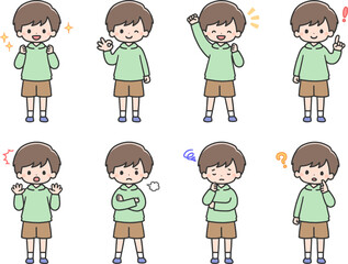 いろいろな表情の男の子セット　全身