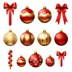 christmas decoration set isolated on a white background