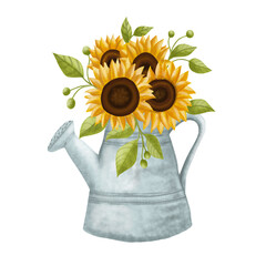 Hand painted watercolor sunflower