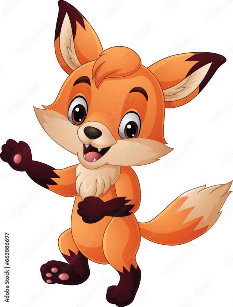 Canvas Prints Cartoon cute fox on white background