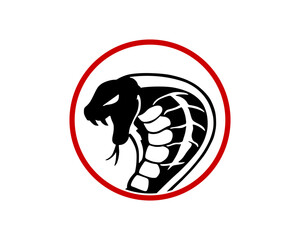 King cobra head inside the red circle logo