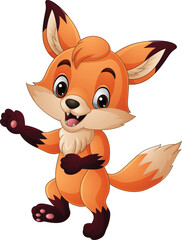 Cartoon cute fox on white background