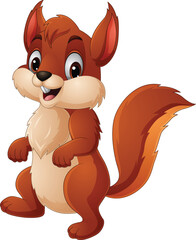 Cartoon happy squirrel on white background