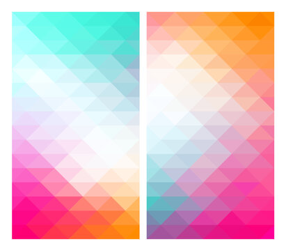 Geometric fluo gradient mosaic vertical banner set