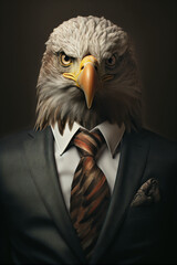 Portrait of a Successful Business Eagle Businessman with Suit and Tie building Wealth Money Fortune