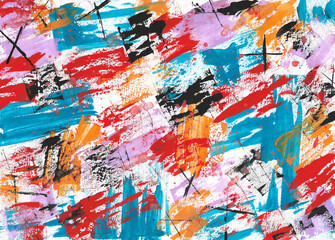 Abstract texture background by acrylic painting on paper. Colorful abstract art. Brush stroke technique for modern art design or decoration. Picture for wall decoration. Hand painted texture style.