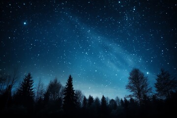 Starry sky at night above the mountain range - obrazy, fototapety, plakaty