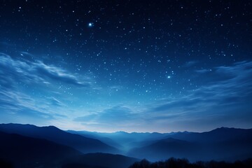 Starry sky at night above the mountain range - obrazy, fototapety, plakaty