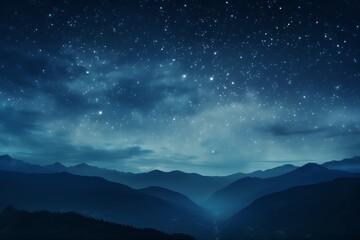 Fototapeta premium Starry sky at night above the mountain range