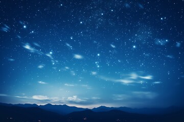 Fototapeta premium Starry sky at night above the mountain range