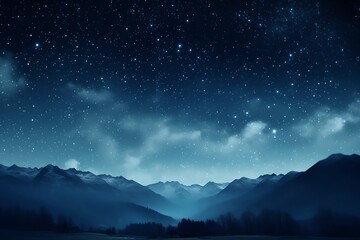 Starry sky at night above the mountain range