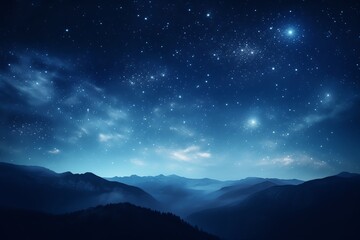 Fototapeta premium Starry sky at night above the mountain range