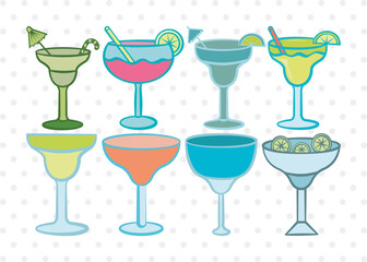 Margarita Glass Clipart SVG Cut File | Martini Glass Svg | Lime Svg | Bundle | Eps | Dxf | Png