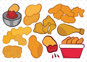 Chicken Nuggets Clipart SVG Cut File | Chicken Svg | Nuggets Svg | Fried Chicken Svg | Chicken Nugs Bundle | Eps | Dxf | Png
