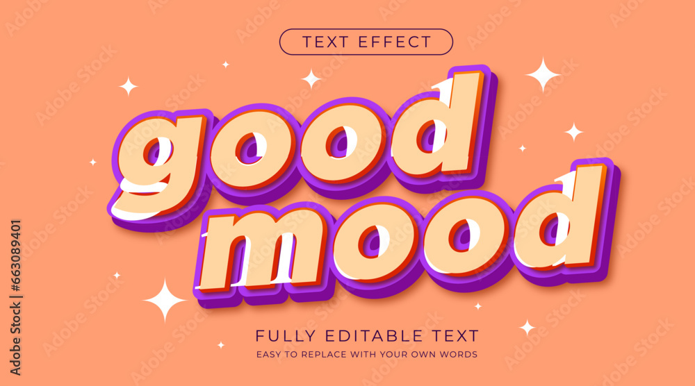 Poster 3d cartoon vector text effect. editable font style