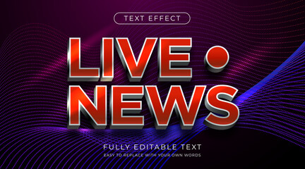 Live News text effect. Editable font style for Headline news - obrazy, fototapety, plakaty