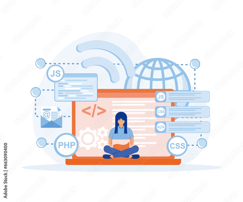 Poster programmer, developer, engineer. coding and developing concept illustration. flat vector modern illu