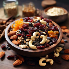 big bowl nuts and dried fruits