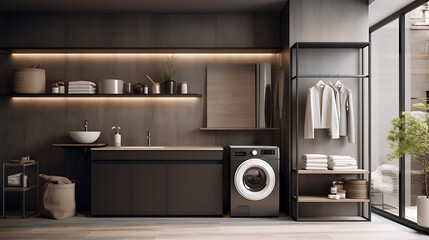 modern kitchen interior laundry room