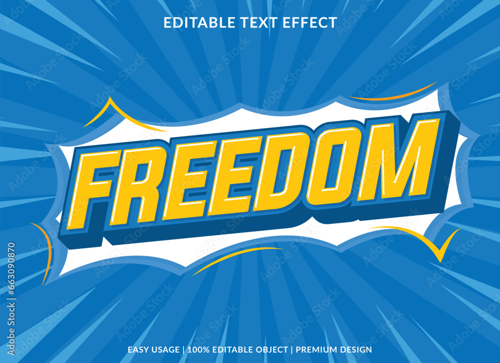Poster freedom editable text effect template with abstract background use for business logo and brand