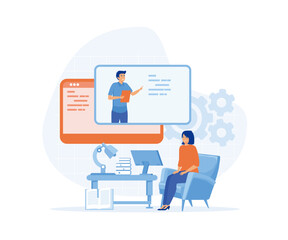 Online education concept. Remote education. Master Class. flat vector modern illustration