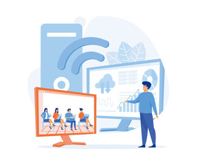 Online training,  online business courses,  Expertise, skill development. flat vector modern illustration