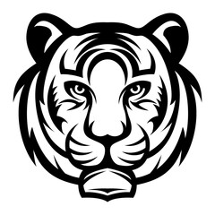 Tiger Head vector black and white logo design illustration template