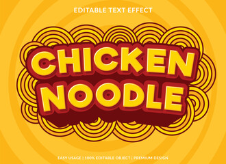 chicken noodle editable text effect template abstract background use for business logo and brand