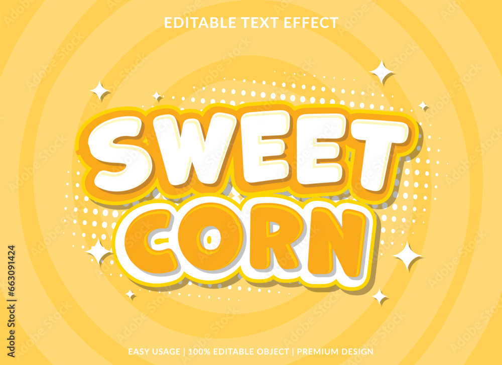 Poster sweet corn editable text effect template with abstract background use for business logo and brand