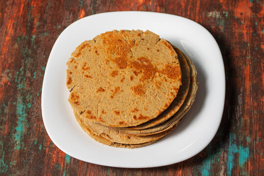healthy food "Bajra Roti" or "Bakra Bhakri" is ready to eat.