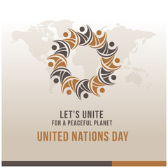 United Nations Day. October 24. Social Media Post 1x1 Vector Template