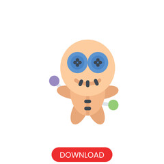 Voodoo Doll. Cartoon Cursed doll. Vector illustration in cartoon style vector concept web template design element. isolated white background