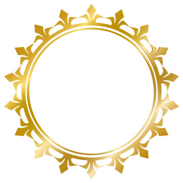 Ornament frame , vintage frame , decorative frame , circle golden frame , illustration isolated on white background , transparent background png file ready to use