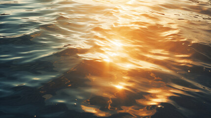 夕陽が反射する波の写真