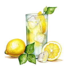 Lemon and glass Illustration, Generative Ai