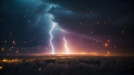 abstract background with lightnings - obrazy, fototapety, plakaty