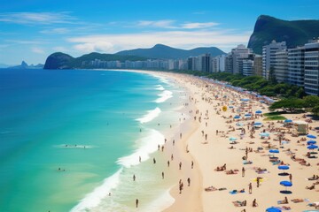 Copacabana beach in Rio de Janeiro, Brazil, South America, Copacabana beach in Rio de Janeiro, Brazil. Copacabana beach is the most famous beach of Rio de Janeiro, Brazil, AI Generated