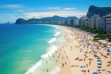 Foto auf Acrylglas Copacabana, Rio de Janeiro, Brasilien Copacabana beach in Rio de Janeiro, Brazil, South America, Copacabana beach in Rio de Janeiro, Brazil. Copacabana beach is the most famous beach of Rio de Janeiro, Brazil, AI Generated