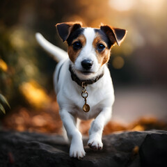 Retrato de un perro de raza Jack russell terrier - obrazy, fototapety, plakaty