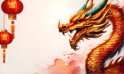 Chinese New Year, the year of the dragon. background design with a Chinese zodiac dragon.
