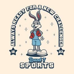 Bunny Boxing Logo Retro and Vintage