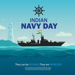 Banner design of Indian Navy Day template.