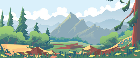 Landscape with mountains. Mountain landscape with sky.