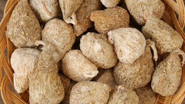 Dried figs in the basket.